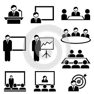 Business presentation and meeting icons