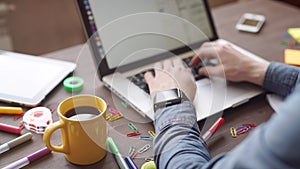 Business presentation meeting on office table with laptop computer