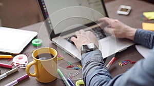 Business presentation meeting on office table with laptop computer