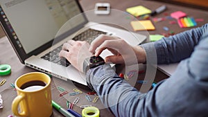 Business presentation meeting on office table with laptop computer