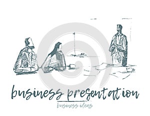 Business presentation a meeting a teamwork vector
