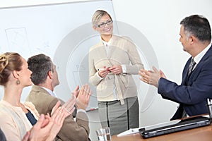 Business presentation - people applauding