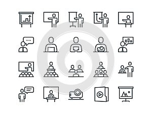 Business presentation. Set of outline vector icons