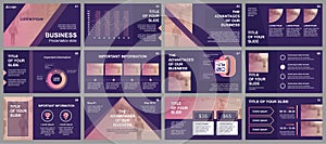 Business presentation slides templates from infographic elements. Can be used for presentation template, flyer