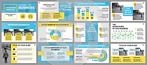 Business presentation slides templates from infographic elements. Can be used for presentation template, flyer