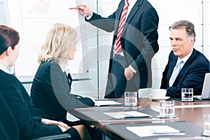 Business - presentation within a team in office