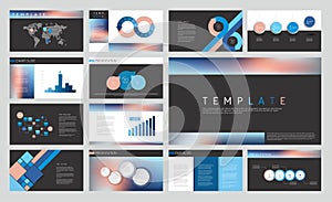 Business presentation template set. Keynote, Powerpoint background. Template, slide, website ideas, brochure cover design, annual photo