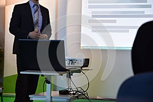 Business presentation at a trade fair