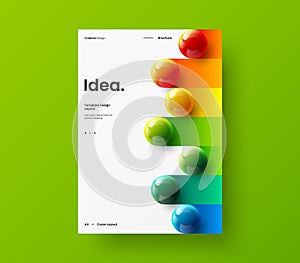 Business presentation vector A4 vertical orientation front page mock up. Corporate report cover 3D colorful balls geometric design