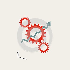 Business process automation benefits vector concept. Technology progress symbol, save time, money. Minimal illustration.
