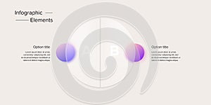 Business process chart infographics with 2 step circles. Circular corporate workflow graphic elements. Company flowchart