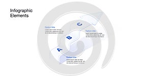 Business process chart infographics with 3 step arrows. Corporate workflow graphic elements. Company flowchart presentation slide