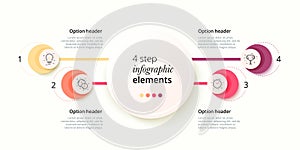 Business process chart infographics with 3 step circles. Circular corporate workflow graphic elements. Company flowchart