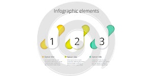 Business process chart infographics with 3 step circles. Circular corporate workflow graphic elements. Company flowchart