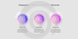 Business process chart infographics with 3 step circles. Circular corporate workflow graphic elements. Company flowchart