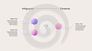 Business process chart infographics with 3 step circles. Circular corporate workflow graphic elements. Company flowchart