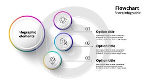 Business process chart infographics with 3 step segments. Circular corporate timeline infograph elements. Company presentation