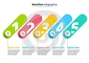 Business process chart infographics with 4 step circles. Circular corporate workflow graphic elements. Company flowchart