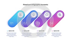 Business process chart infographics with 4 step segments. Circular corporate timeline infograph elements. Company presentation