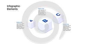 Business process chart infographics with 6 step cubes. Cubic corporate workflow graphic elements. Company flowchart presentation