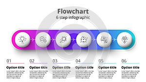 Business process chart infographics with 6 step segments. Circular corporate timeline infograph elements. Company presentation