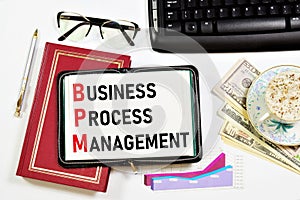 Business process management. The text label in the planning notebook.