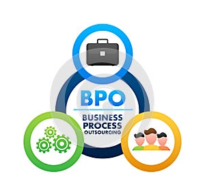 Business Process Outsourcing Concept Illustration with Gears and Teamwork Icons