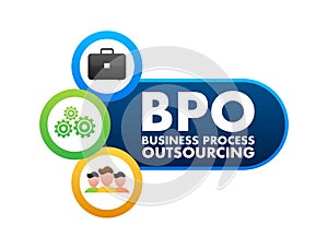 Business Process Outsourcing Concept Illustration with Gears and Teamwork Icons