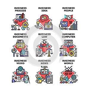 Business Process Set Icons Vector Illustrations