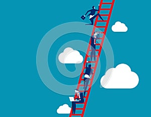 Business process and teamwork. Concept business vector illustration, Ladder, Achievement, Aspirations, Growth
