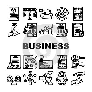 business process technology icons set vector