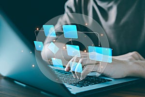 Business process and workflow automation with flowchart, implement, Business hierarchy The relationship of positional order in the