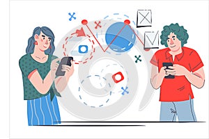 Business process and workflow online concept of using networks, vector.