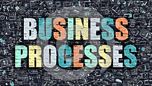 Business Processes in Multicolor. Doodle Design. photo