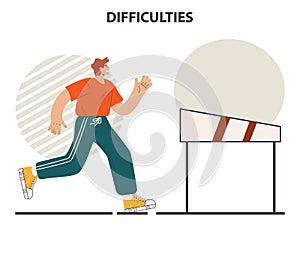 Business or professional difficulties. Character dealing with obstacles