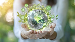 Sustainable Future Eco Friendly Technology Global Green Growth AI generated.