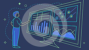 Business Professional Presenting Data on Large Screen, vector design Generative AI