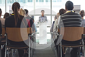 Business professionals attending a seminar