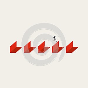 Business progress, success strategy vector concept. Symbol of challenge, achievement, milestones. Minimal illustration.