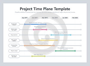 Business project time plan template with project tasks in time intervals