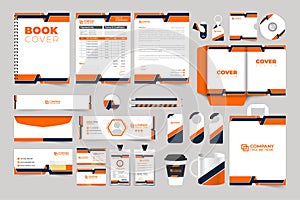 Business promotion template bundle with dark and orange colors. Modern business brand advertisement layout design for marketing.