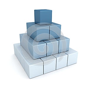 Business pyramid of blue construction cubes