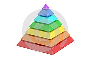Business pyramide with color levels, pyramid chart. 3D rendering