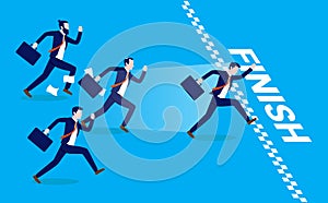 Business race - People competing and running towards goal