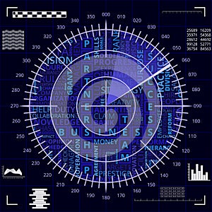 Business radar screen of blue and white shades