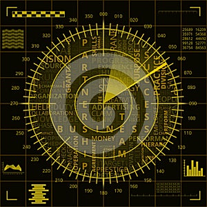 Business radar screen of yellow shades