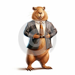 Cartoonlike Ground Squirrel In A Suit Realistic Rendering Art photo