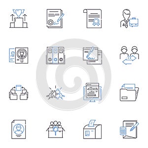 Business records line icons collection. Accounting, Auditing, Transactions, Invoices, Ledgers, Payroll, Taxation vector photo