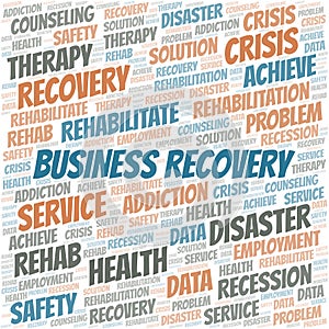 Business Recovery vector word cloud, made with text only.