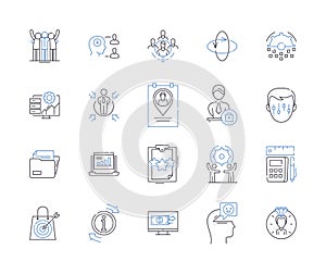 Business relationship outline icons collection. Partnership, Agreement, Networking, Collaboration, Trust, Linkage